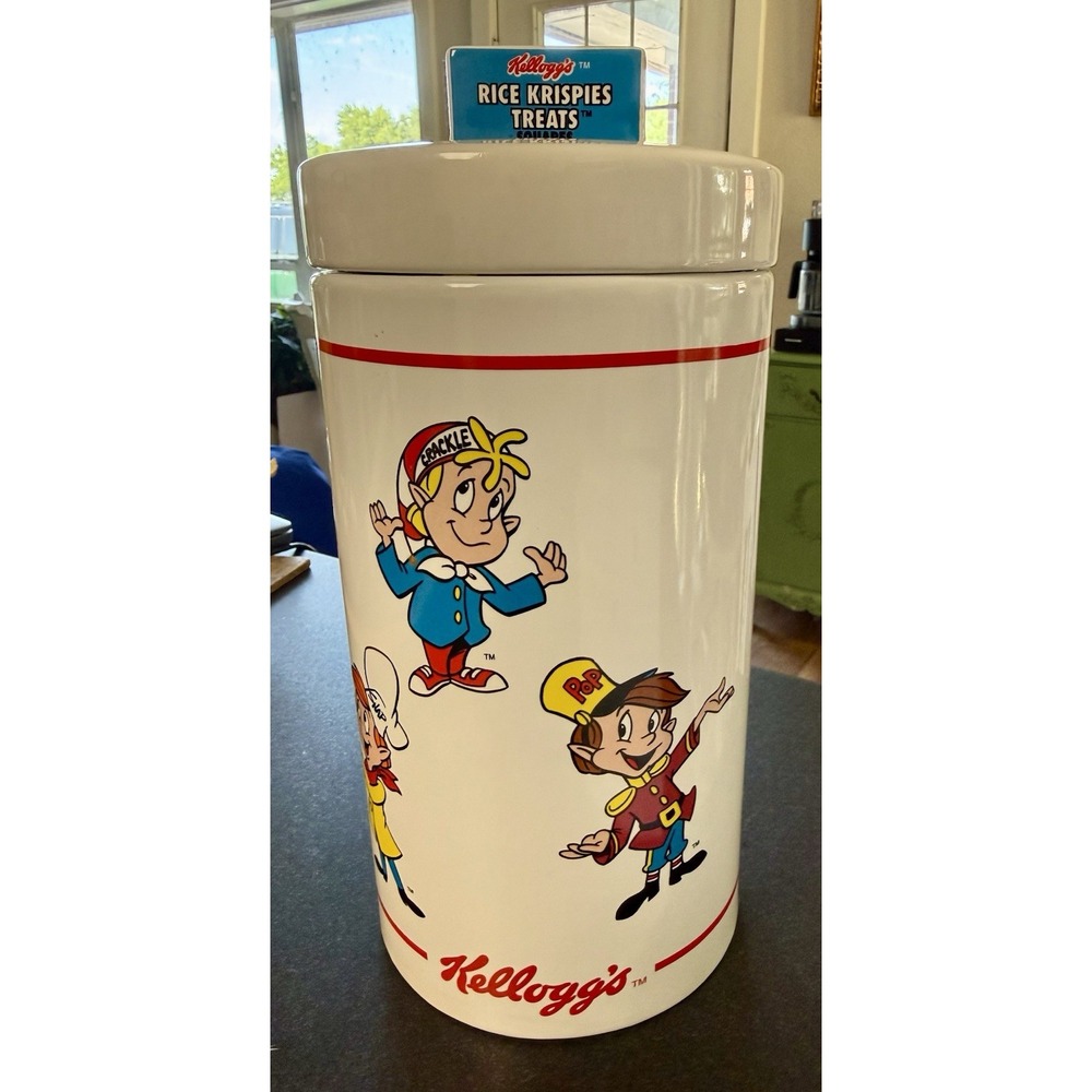 1999 Kellogg's Rice Krispies Treats CeramicCanister Treat Jar&Lid VTG